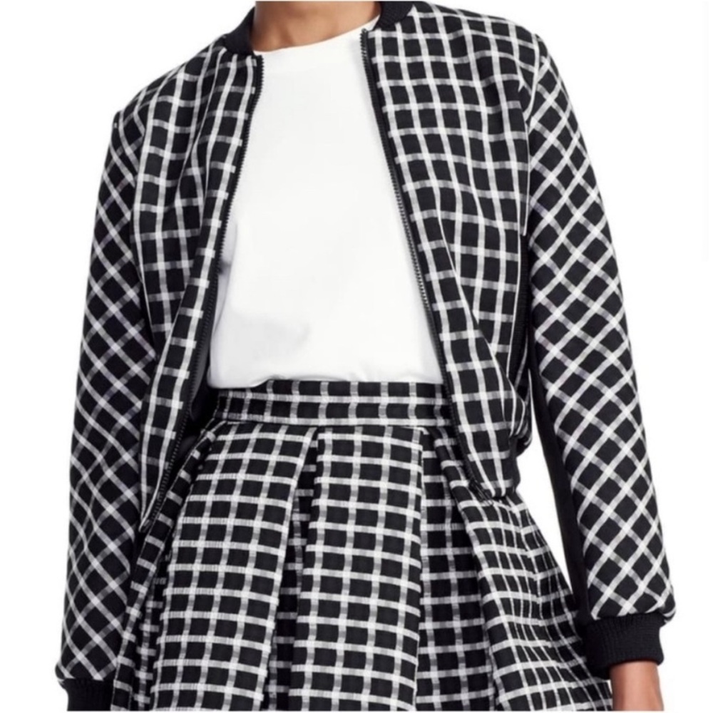 Maje black and white check bomber jacket. Size 38 US S
